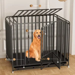 Square Tube Breathable Dog Cage for Large Breeds (Golden Retrievers) Medium Small Dogs Indoor Outdoor Use Compact Villa Style