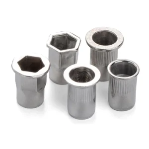 Ss304 Stainless Steel A2 70 Rivet Nuts M4 M5 M6 M8 M10 M12 Flat Head Open End Knurled Body Insert Riveted Nuts