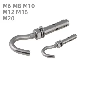 Stainless Steel A2 A4 J Type Anchor Bolts M6 M8 M10 M12 M16 M20 mm SUS304 SUS316 Galvanize Zinc Plated Steel Fasteners