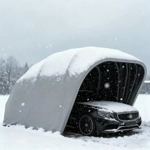Stainless Steel Arch Roof Car Shelter Canopy, UV-Coated, Portable, Waterproof Carport