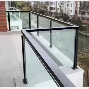 Stainless Steel Black Deck Railing with Tempered Glass Square Post Outdoor Handrails Slotted Walkways Side Mounted Balustrade