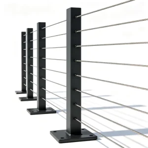Stainless Steel Easy Install Anti-Corrosion Flat Pallet Flooring Balustrade Post Cable Railing System for Balcony & Staircase