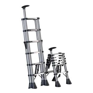 Stainless Steel Folding Ladder Household Indoor Engineering Use 150kg Capacity Modern Simple Design Lightweight A-frame