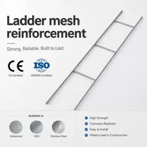 Stainless Steel & Galvanized Steel Ladder Mesh Reinforcement Zinc Coated Durable for Office Buildings Schools Walls