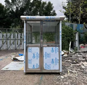 Stainless Steel Guard Booth Outdoor Cabin Portable Tiny Home Temporary Security Guard House Kiosk Sentry Box