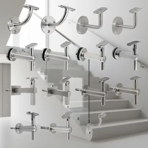 Stainless Steel Handrail Fittings Stair Handrail Bracket Bannister Support Fixings Glass Balcony Staircase