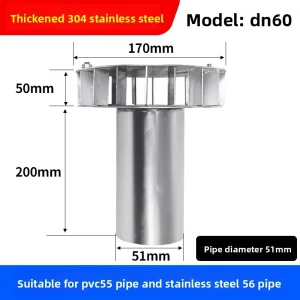 Stainless Steel Heavy Duty Side Outlet Drainage Funnel for Commercial Building Rainwater Drain