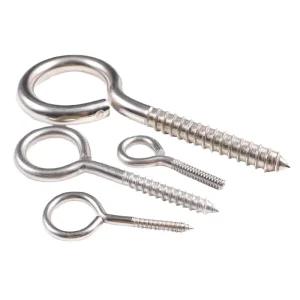 Stainless Steel Heavy Duty Structural Close Eye Hooks Bent Wire Lag Wood Thread Self Tapping Eye Screw