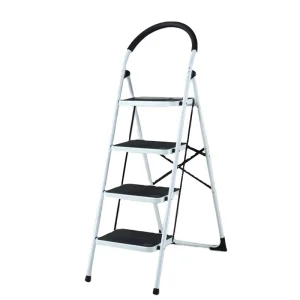Stainless Steel Ladder 225 Lbs 4 Step Warehouse Ladder Lightweight With EN131