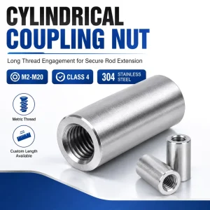 Stainless Steel Long Round Coupling Nut Threaded Rod Connector Sleeve M2 M20 Heavy Duty Extension Coupler Nut