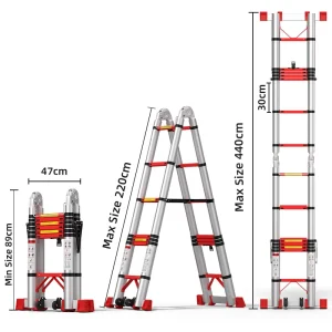 Stainless Steel Multifunctional 7 Step Telescopic Straight Extension Ladder 300 Lbs Capacity for Warehouse Use