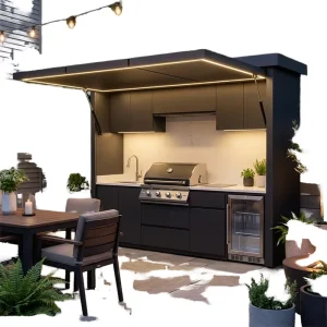 Stainless Steel Portable Folding Outdoor Kitchen Cabinets with Double Sink Bowl