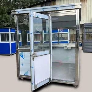 Stainless Steel Prefabricated Portable Sentry Box Security Rooms Toll Booth Prefab Mobile Guard House with Wheel