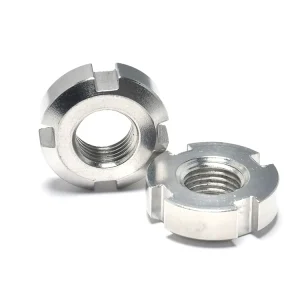 Stainless Steel Round Nut Utilizing 4 Way Slotting for Multi Angle Tool Accessibility