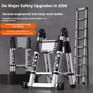 Stainless Steel Telescopic Adjustable Foldable Ladder Portable Multi functional Household Trestle Ladder for Hotel & Gym Use