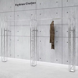 Stainless Steel Truss Garment Display Rack Freestanding Metal Clothing Hanging Stand