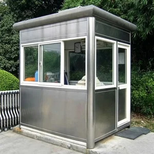Stainless Steel Waterproof Outdoor Security Guard Kiosk Prefabricated Portable Security Booth for Courtyard and Office Use