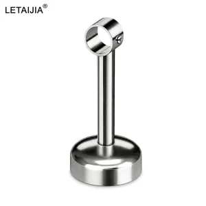 Stainless Steel Wide Covered Base Raised Tube Holder Furniture Hardware Wardrobe Rail Support Closet Rod Flange Bracket