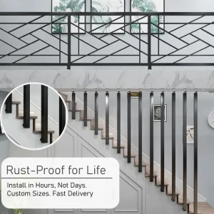 Stainless Steel Wrought Iron Railing Balcony Fence Outdoor Villa Hospital Indoor Stairs Black Powder Coated Rod Garden