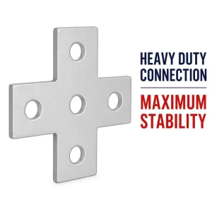 Stamped Galvanized Cross Shape Flat Connect Plate Five Hole Industrial Mechanical Frame Four Way Assembly Fastener Components