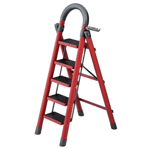Steel 2-Step Folding Step Stool Thick Non-Slip Treads Handrails Tool Holder 150kg Load Capacity