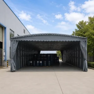 Steel Frame Retractable Canopy Waterproof PVC Sunshade Tent for Sports & Outdoor Use