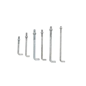 Steel L Anchor Bolts with Nuts and Washer for Construction Foundation Anchor Bolts J Bolt Embedded Parts
