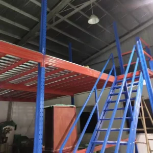 Steel Mezzanine Floor Racking System Multi Level Industrial Storage Platform with Staircase and Safety Rails