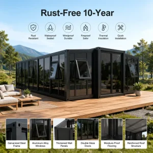Steel Prefabricated Container House Kiosks and Mobile Shops with Glass Curtain Wall for Mall Office Commercial Bar Restaurant