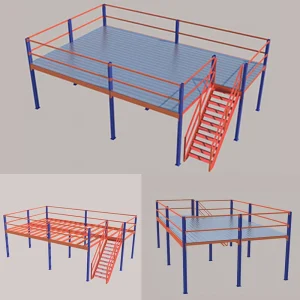 Steel Q235 Prefabricated Mezzanine Floor Warehouse with Anti Collision Design Powder Coated Surface 1700kg Capacity