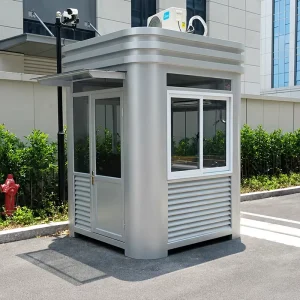 Steel Security Guard Booth with Tempered Glass and Louver Vents for Outdoor Gate Security