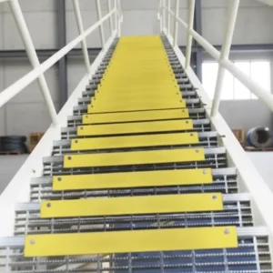 Steel Stair Treads with Yellow Anti slip Strips Hot dip Galvanized Steel Grating for Outdoor Industrial Use Eco Friendly Durable