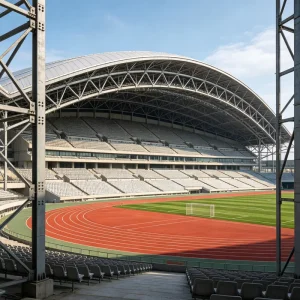 Steel Structure Stadium Prefab Arch Roof Truss Frame Sports Hall Arena Fire Resistant Fast Assembly