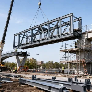 Steel Trestle Bridge Temporary Construction Access Bridge Heavy-Duty Steel Structure for Dam Pipeline and Utility Projects