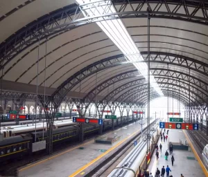 Steel Truss Frame Roof Design for Train Railway Station Steel Pipe Truss Roof