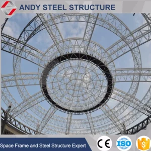 Steel structure Steel structure warehouse Prefabricated resilient dome shaped roof stainless steel truss construction for stadium.