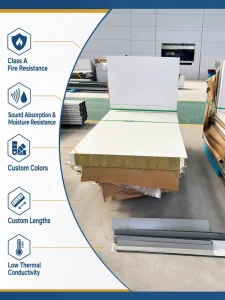 Stone Wool Sandwich Panel Energy Saving Thermal Insulation Construction Material for Prefabricated Houses