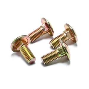 Strong Golden Zinc Carriage Bolt Fastener for High Load Support and Bracing Tasks