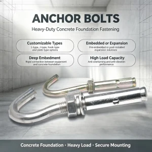 Strong Threaded Hook Shape Anchor Bolt for Outdoor Structural Tensioning and Secure Netting Support