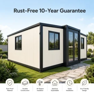Structural Engineering Cert 20ft Expandable Container House with Foundation Anchoring for Remote Secure Living Property
