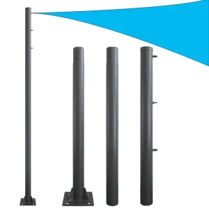 Sunshade Sail Pole 10ft 13ft Outdoor Support Sunshade Canopy Steel Pole 3 inch Heavy Duty Metal Pole for Deck Pool Garage