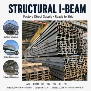 Supplier Hot Rolled Steel I Beam Structural Universal Beam Beam Q235B A36 SS400 S275JR S355JR IPE100-IPE400 6m