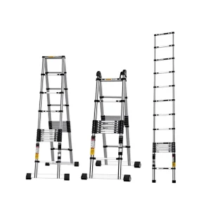 Telescoping Stainless Steel Industrial Extension Ladder with Manual Lock 150kg Load Capacity Modern Design for Apartment Use