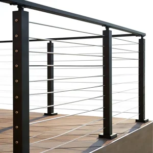 Textured Black Stainless Steel Cable Railing System for Stairs and Decks Contemporary Handrail