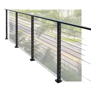 Textured Stainless Steel Wire Railing Balustrade for Decks, Black Cable Railing