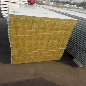 Thermal Insulation Fire Resistant Rock Wool Sandwich Panel with Steel Surface for Warehouse Roof Use 50mm 75mm 100mm