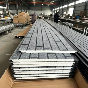 Thermal Insulation Sandwich Panel with Red Pine Knots Metal Carved Panels