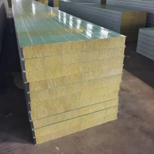 Thermal Sound Insulation Clean Room Sandwich Panels Rock Wooll 50mm 75mm 100mm Rock Wool Sandwich Panel