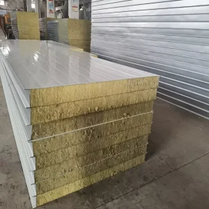 Thermal Sound Insulation Rock Wool Sandwich Panel with Metal Coating Waterproof Fire Resistant for Roof Wall Clean Room Use