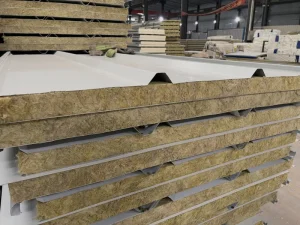 Trapezoidal Profile Glass Wool Sandwich Roof Panel Thermal Insulation Metal Roofing Sheet For Industrial Warehouse Building